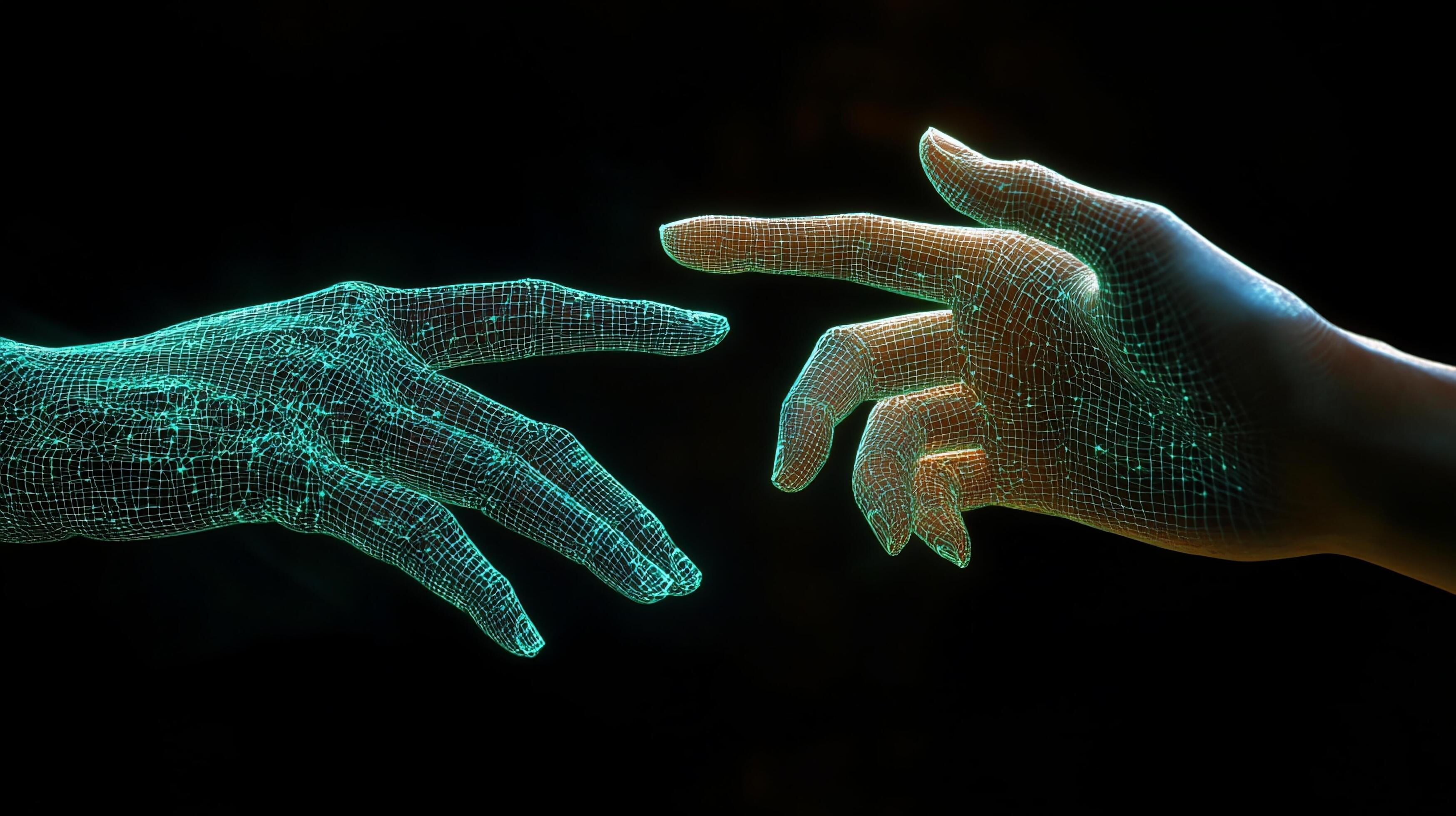 Two people having an earnest conversation, one reaching across to hold the other's hand